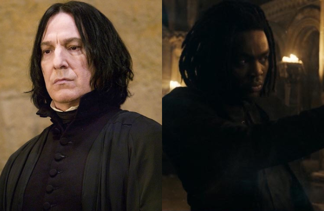 Khán giả đã so sánh Paapa Essiedu với cố diễn viên Alan Rickman - người từng khiến cả thế hệ mê đắm series Harry Potter trân trọng khi đóng vai Severus Snape trong bản điện ảnh. Ảnh: Page Six, Warner Bros.
