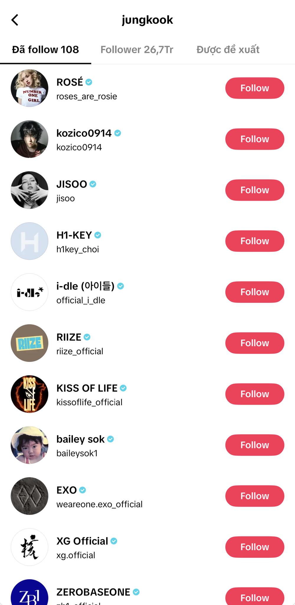... Rosé, Jisoo, Lisa, cả đối thủ 1 thời EXO. Ảnh: TikTok