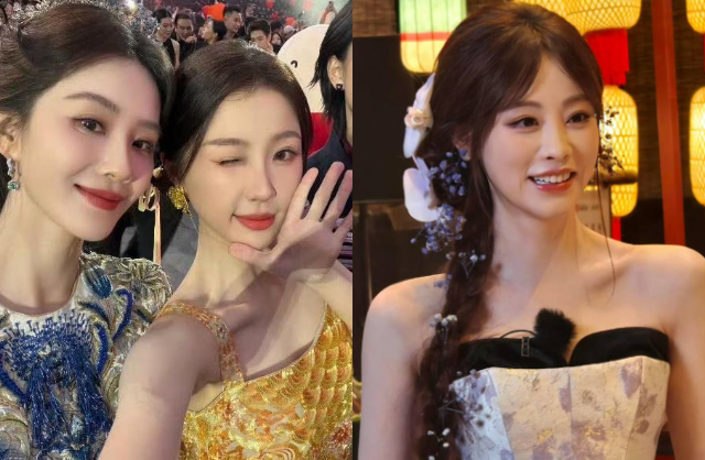 Ngu Thư Hân và Chúc Tự Đan xem nhau như người xa lạ tại sự kiện. Ảnh: Sina.