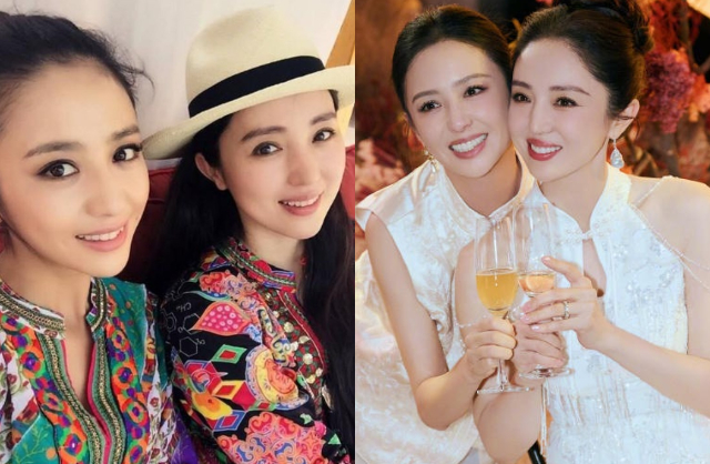 Đôi bạn thân mỹ nhân Đồng Lệ Á - Đổng Tuyền giống nhau từ ngoại hình đến chuyện lận đận tình duyên. Ảnh: Sina, Sohu. 