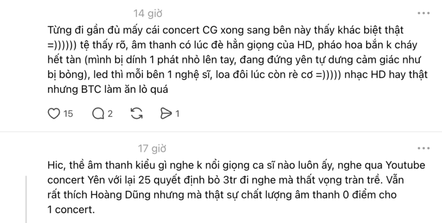 Khán giả than thở loạt trải nghiệm bất ổn trong concert Hoàng Dũng, chỉ ra điểm gây thất vọng nhất