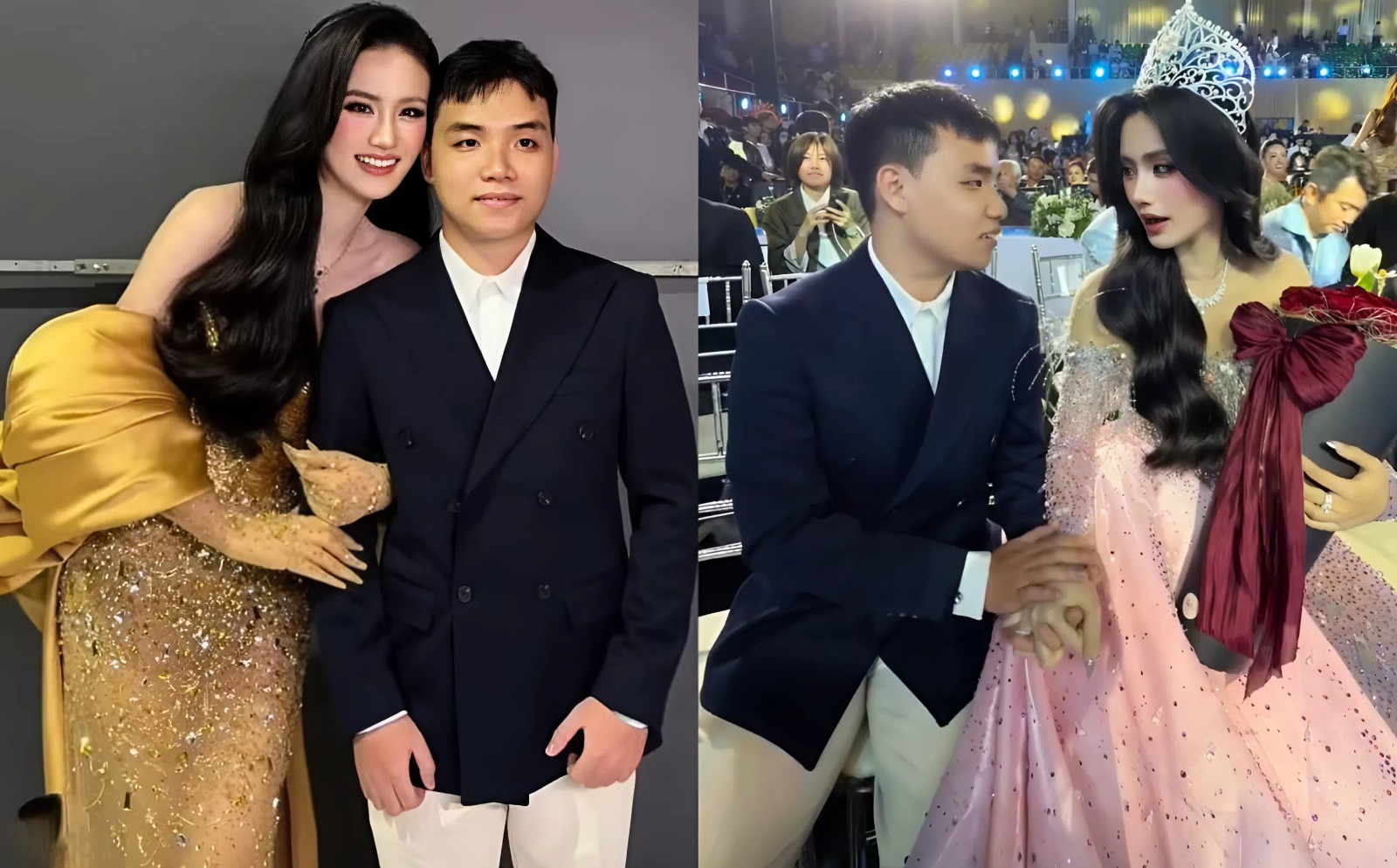 Anh Kiệt hiếm hoi đóng bộ suit long trọng để chúc mừng Ý Nhi kết thúc nhiệm kỳ (Ảnh FBNV).