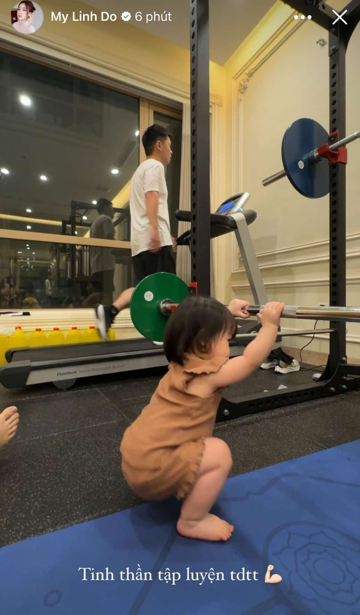 Phòng gym tại gia rộng rãi, được trang bị nhiều máy móc hiện đại