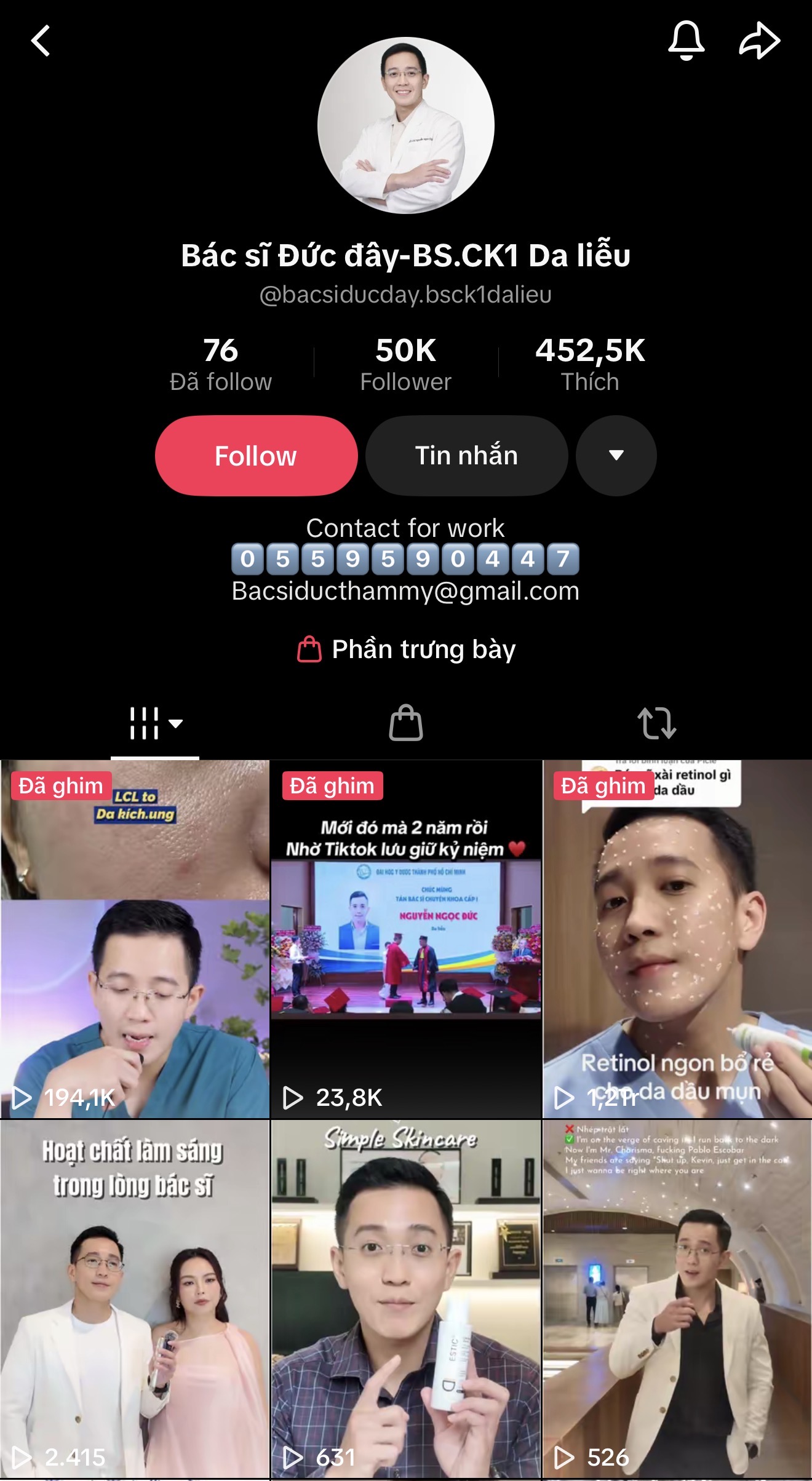 Trang mạng xã hội chia sẻ về kiến thức skincare của bác sĩ Đức (Ảnh chụp màn hình).