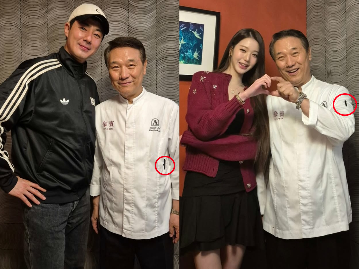 Nhiều khán giả đổ dồn sự chú ý vào chi tiết cây bút được đầu bếp Hu cài trên áo trong 2 bức hình. Ảnh: X