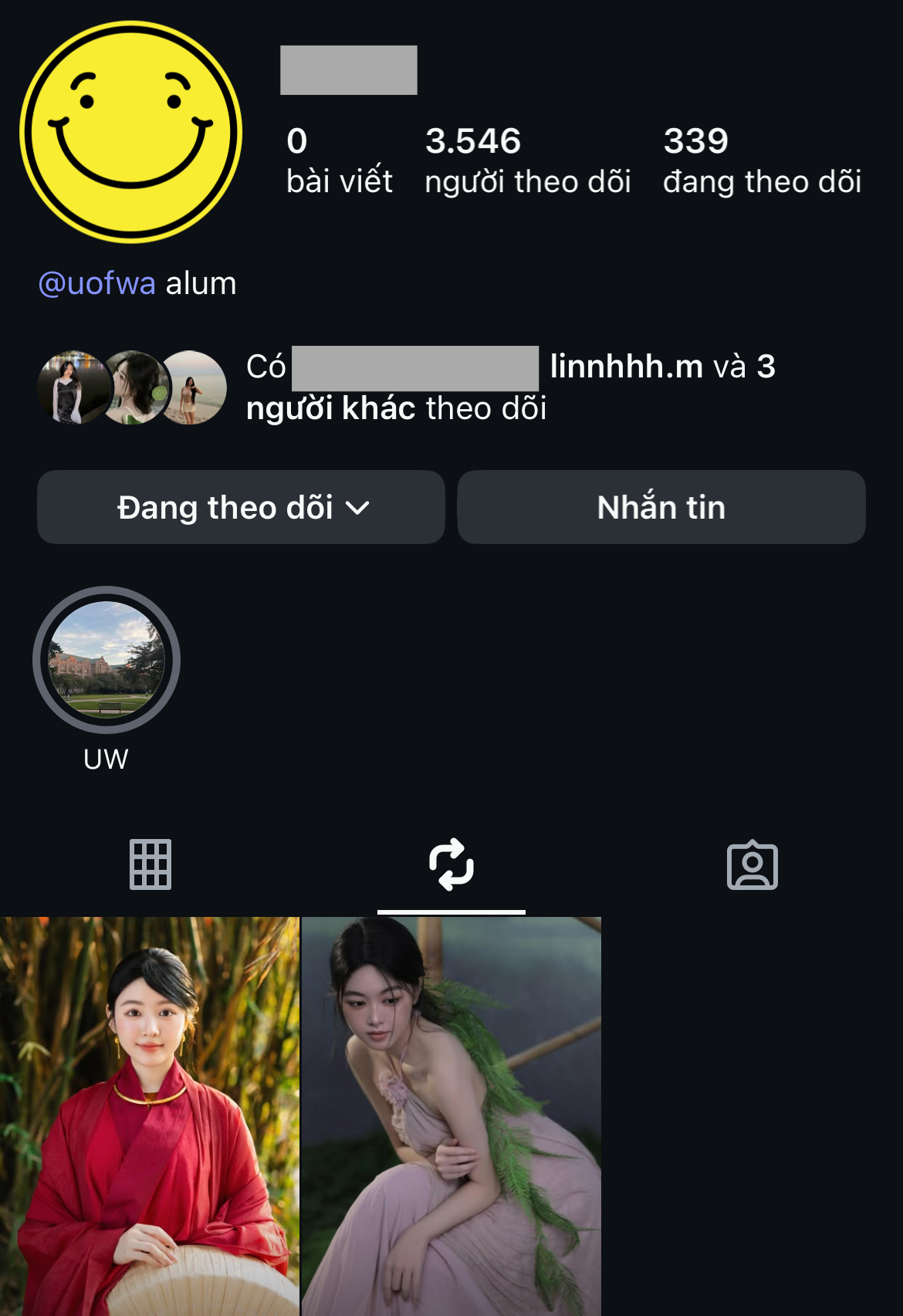 Tài Sầm đăng lại 2 bộ ảnh của Lọ Lem. Đây cũng là 2 bài đăng duy nhất trên Instagram của anh chàng (Ảnh chụp màn hình)