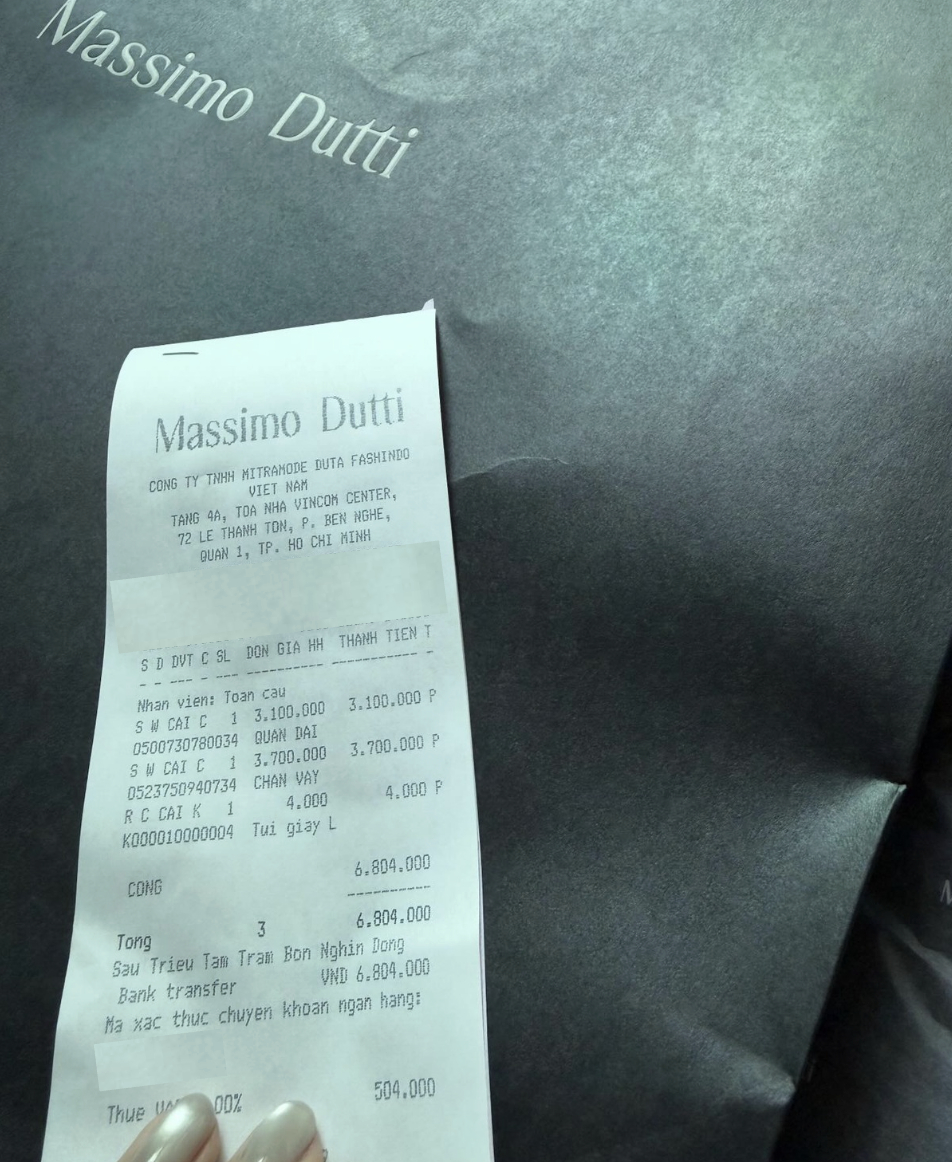 Hoá đơn mua hàng (Ảnh: NVCC) 