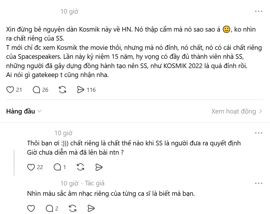 Ý kiến gay gắt thẳng thắn yêu cầu ban tổ chức không mang nguyên đội hình biểu diễn tại Mỹ này về thực hiện tại Hà Nội trong tương lai (Ảnh cap màn hình)