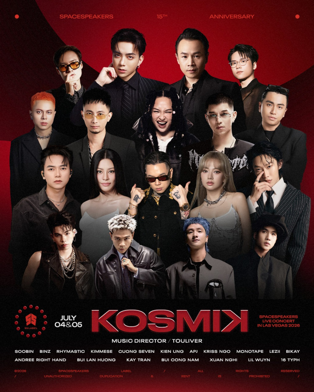 Line-up KOSMIK Live Concert 2026 tại Las Vegas, Mỹ (Ảnh: SpaceSpeakers)