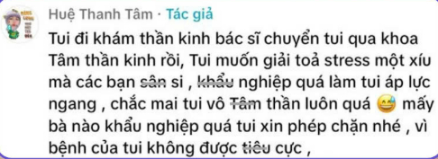   Mẹ Nguyễn Thúc Thùy Tiên cho biết bản thân đang gặp vấn đề về tinh thần và đã đi khám, thậm chí được chuyển sang khoa liên quan đến tâm lý. Ảnh: Chụp màn hình  