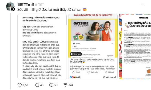 Hãng sữa Oatside Việt Nam bị chỉ trích khi đăng tuyển dụng CMO hút 100 ứng viên, cuối cùng công bố 