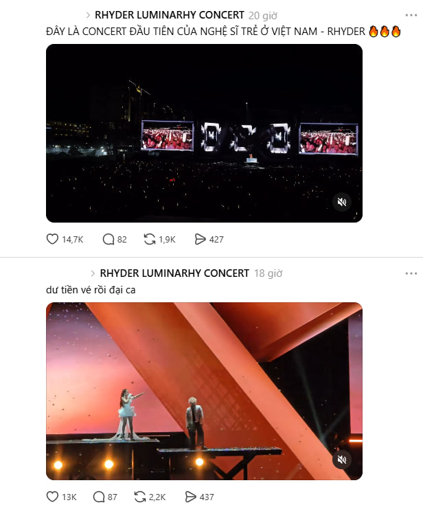 Nhiều bài đăng khen ngợi mức độ đầu tư và quy mô concert của RHYDER nhận về lượng tương tác khủng