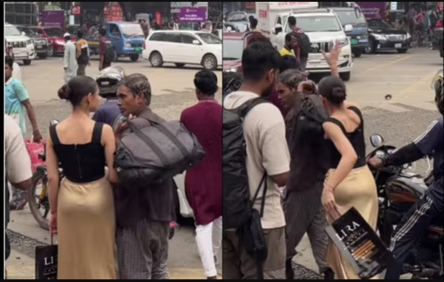 Clip gây tranh cãi: Nữ người mẫu đánh tới tấp người đàn ông lớn tuổi vì 1 cái nhìn