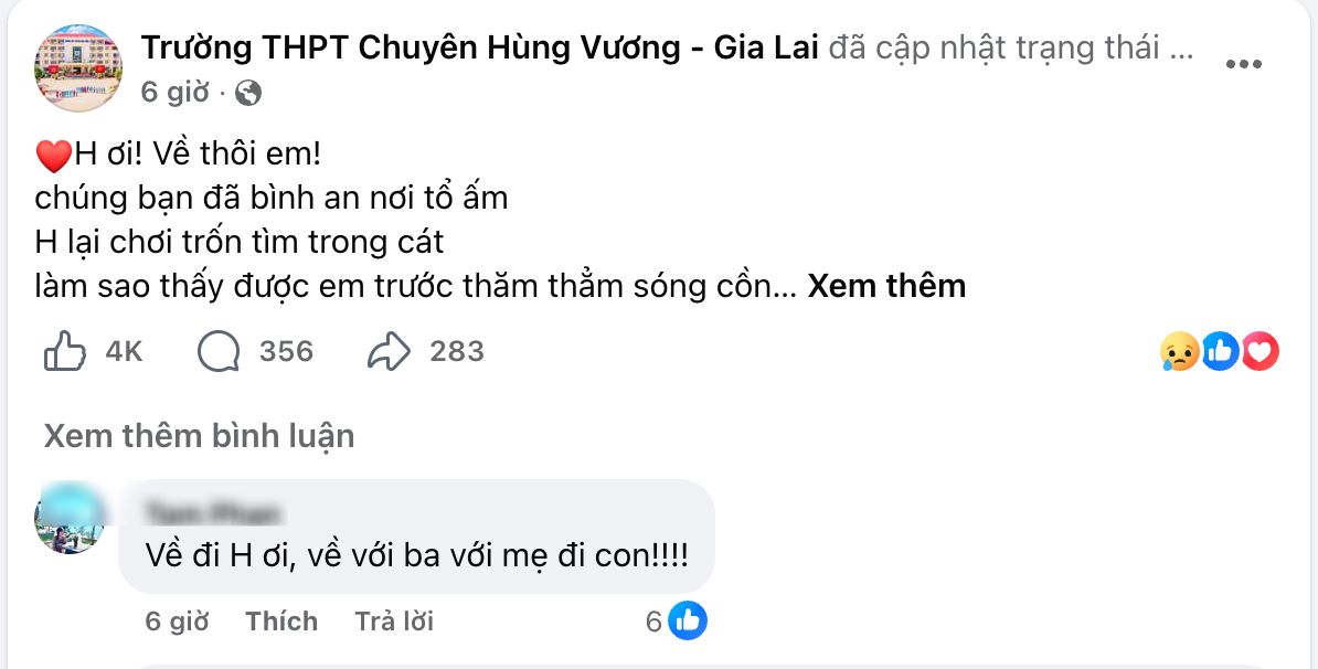 Bài thơ được đăng tải trên fanpage của trường Trường THPT chuyên Hùng Vương khiến nhiều người xót xs