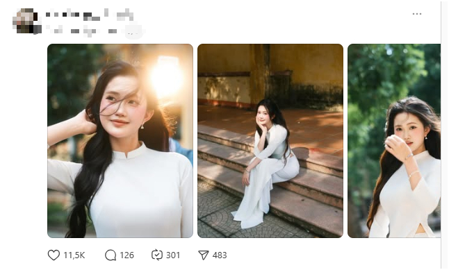 Bộ hình này đang viral trên Thread khi cô gái này có nhiều điểm tương đồng với Doãn Hải My. Ảnh chụp màn hình.