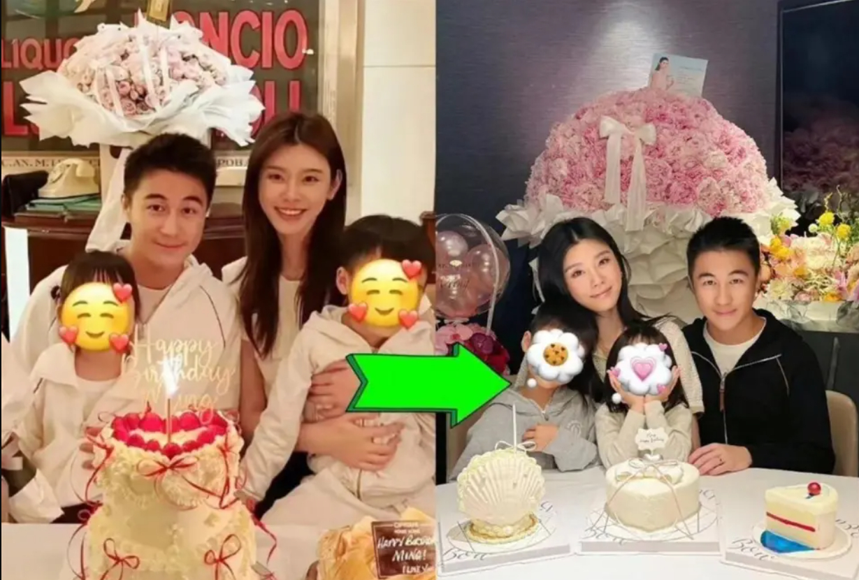 Trang QQ cho rằng, sự tương tác của Hề Mộng Dao - Hà Du Quân trong dịp sinh nhật lần thứ 37 của cô nàng (ảnh phải) có phần gượng gạo, không còn ngọt ngào như trước đây (Ảnh: QQ).