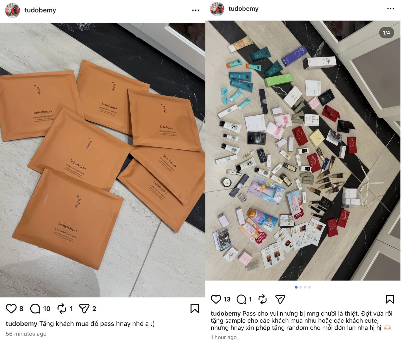 Tài khoản pass đồ của Á hậu Huyền My đăng tải loạt mỹ phẩm đa dạng làm quà tặng cho khách mua hàng ngày chính chủ 