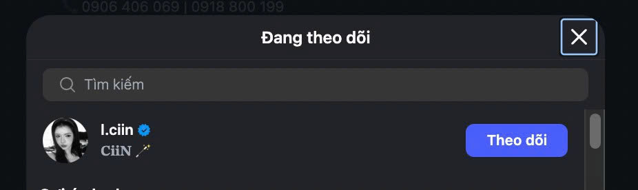  OgeNus bị phát hiện bấm theo dõi duy nhất tài khoản của TikToker CiiN trên Instagram. Ảnh: Chụp màn hình.  