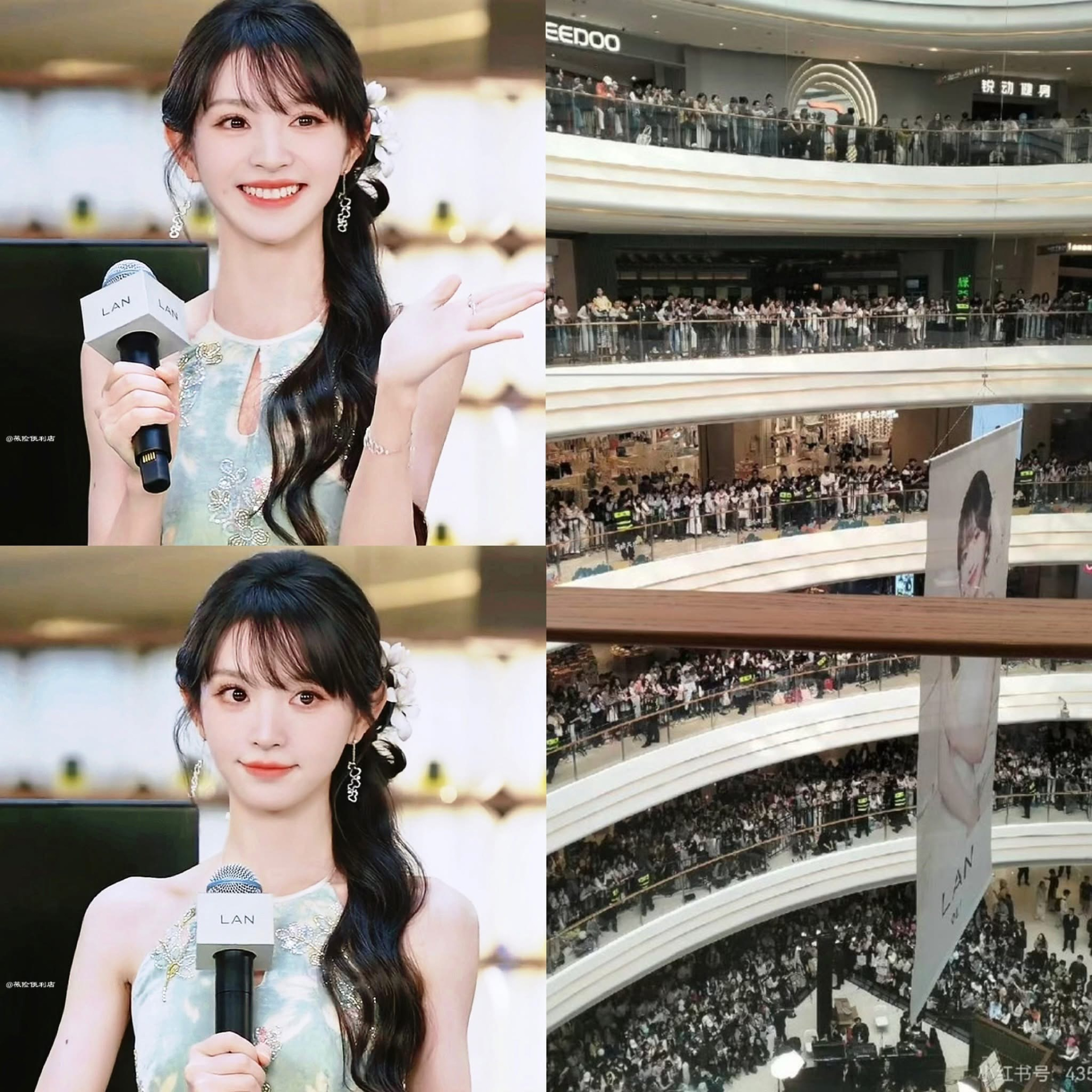 Người hâm mộ đứng đợi 6 tầng trung tâm thương mại chờ màn xuất hiện của Điền Hi Vi. Danh tiếng nữ diễn viên được cho là gia tăng đáng kể sau thành công của bộ phim Trục Ngọc. (Ảnh: Weibo)