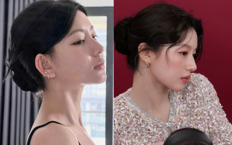 Góc nghiêng của hot girl sinh năm 2000 hoàn hảo đến độ được so sánh với Go Youn Jung. Từ gương mặt V-line, sống mũi cao đến đôi môi căng mọng của 2 người đẹp đều có điểm tương đồng.