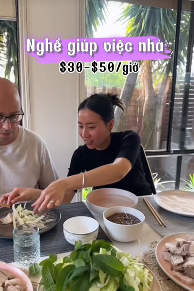 Một TikToker từng chia sẻ khi ở Việt Nam sẽ có ít nhất 1 người giúp việc, nhưng khi sang Úc cô sẽ phải tự tay làm hết. Tuy nhiên lương giúp việc ở Úc khá cao nên hầu hết sẽ chỉ thuê theo giờ (Nguồn: @legamama)