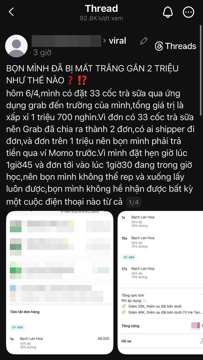 Nhóm học sinh tố shipper tự ý “tiêu hủy” 33 ly trà sữa giá 1,7 triệu, shipper nói đã gọi hàng chục cuộc nhưng không ai nhấc máy