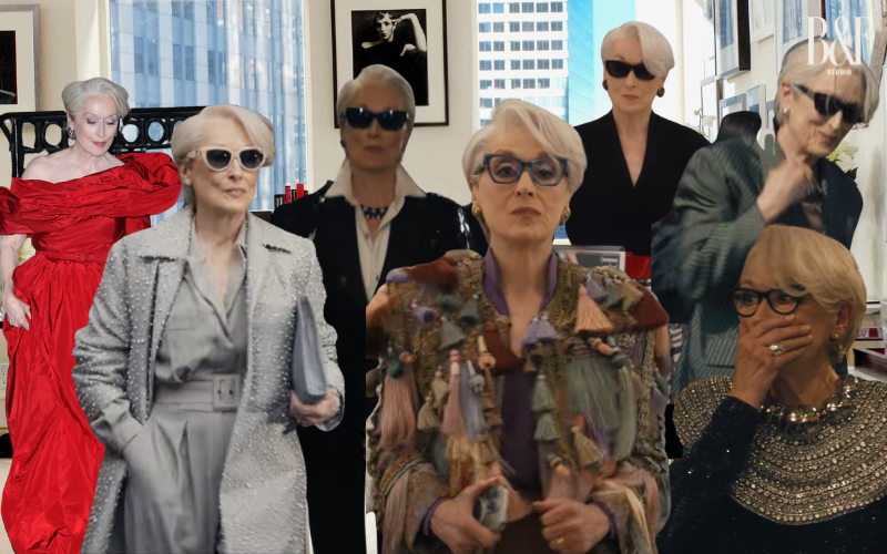 Tổng hợp một số outfit của Miranda Priestly xuất hiện trong trailer phim. Ảnh: The Devil Wears Prada 2.