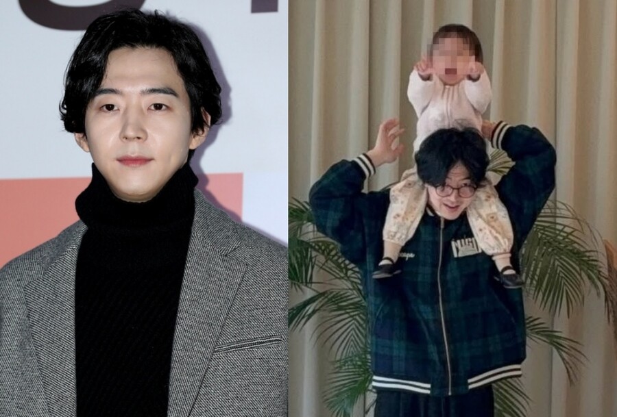 Nam tài tử She Was Pretty cõng ái nữ 2 tuổi trên vai. Ảnh: IGNV