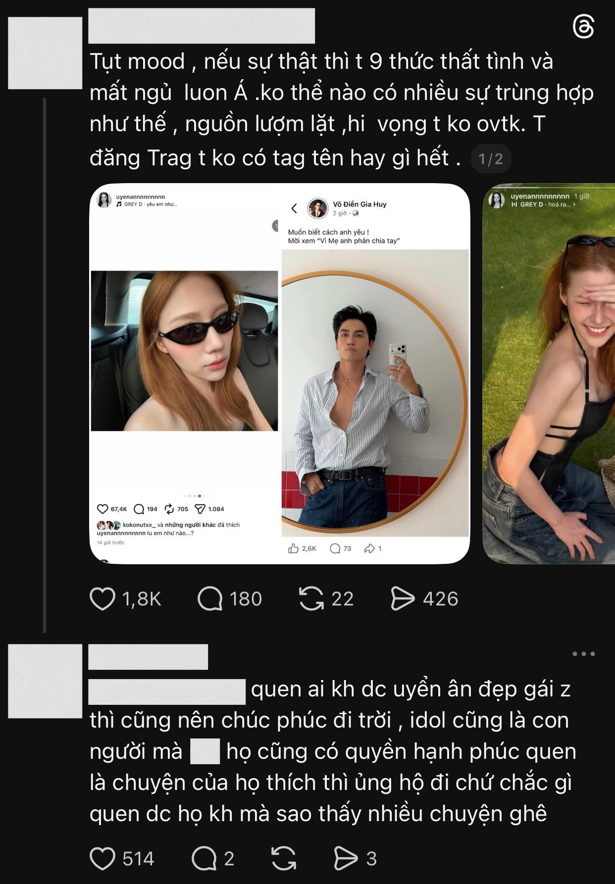 Threads ầm ĩ ồn ào giữa Uyển Ân và bộ đôi Võ Điền Gia Huy - Lê Tam Triều Dâng 