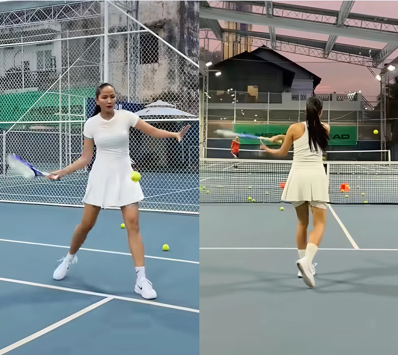 H'Hen Niê đang chọn tennis làm bộ môn thể thao rèn luyện sức khoẻ và vóc dáng (Ảnh TikTok).