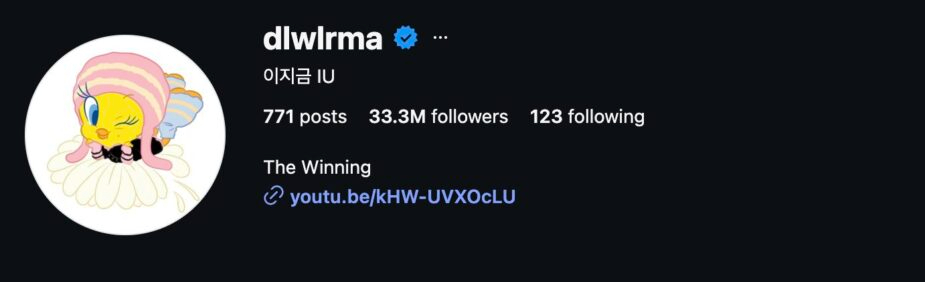 Hình đại diện trên trang Instagram IU là ảnh của chú chim màu vàng có tên Tweety. Ảnh: Koreaboo