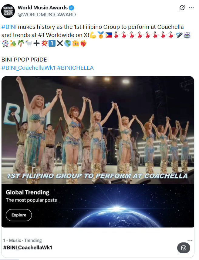 Hiệu ứng của BINI trên mạng xã hội sau màn trình diễn tại Coachella được các kênh truyền thông đưa tin