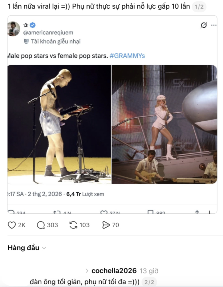 Chủ đề về quy mô tổ chức sân khấu Coachella giữa Justin và Sabrina khiến cư dân mạng thi nhau tranh luận