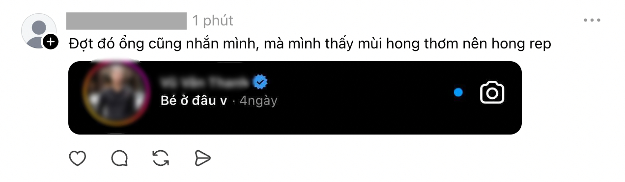 Một người khác xác nhận cũng nhận được tin nhắn được cho là của V.T.