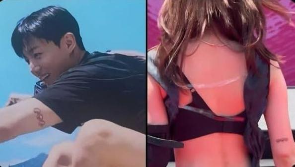 Ngoài chi tiết chiếc quần và đôi dép lê nói trên, Jungkook - Winter còn lộ bằng chứng xăm hình mặt cún giống nhau trên tay. Ảnh: Koreaboo