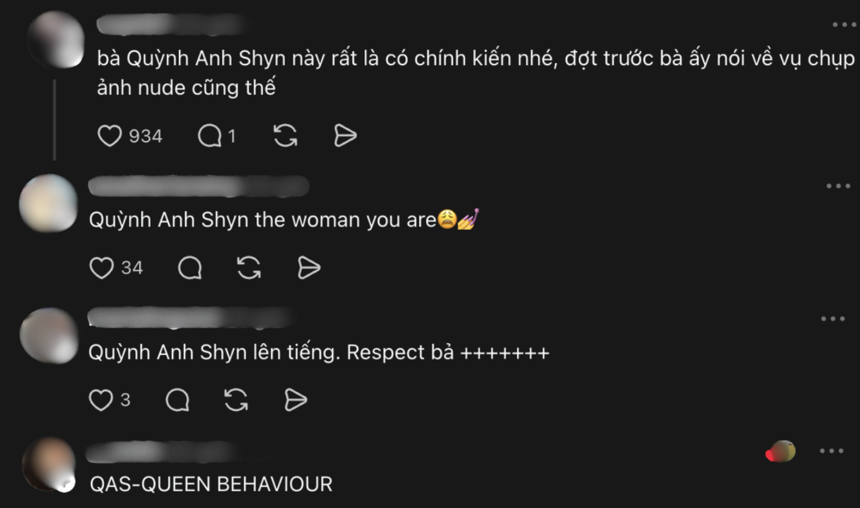 Netizen dành lời khen cho cách Quỳnh Anh Shyn thể hiện chính kiến mạnh mẽ.