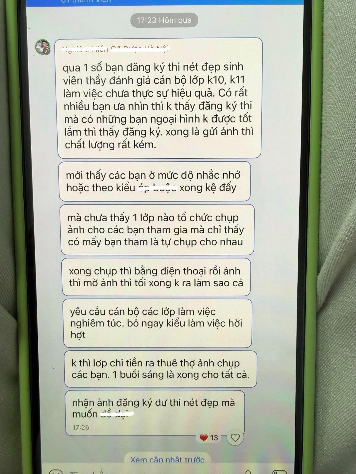 Đoạn tin nhắn gây tranh cãi đang lan truyền