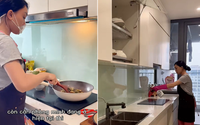 Ngọc Tuyết còn làm giúp việc theo giờ, nấu ăn thuê. Ảnh cut từ clip