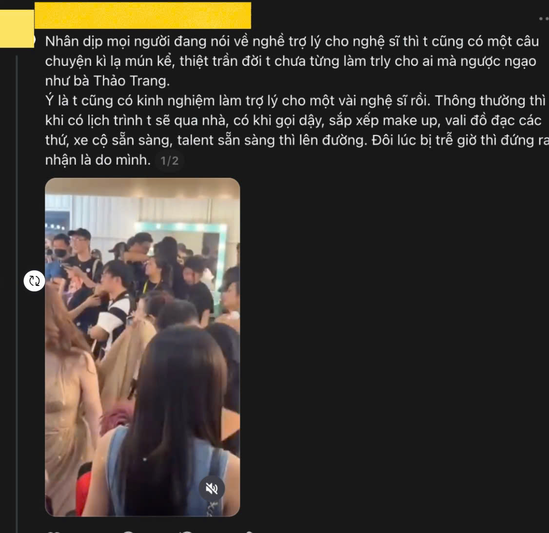 Một tài khoản bất ngờ thừa nhận từng làm trợ lý cho Thảo Trang, đánh giá tính cách cô là ngược ngạo. Ảnh: Chụp màn hình