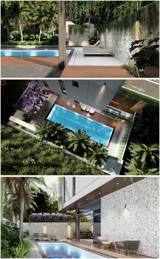 Hình ảnh phối cảnh 3D render của căn nhà.