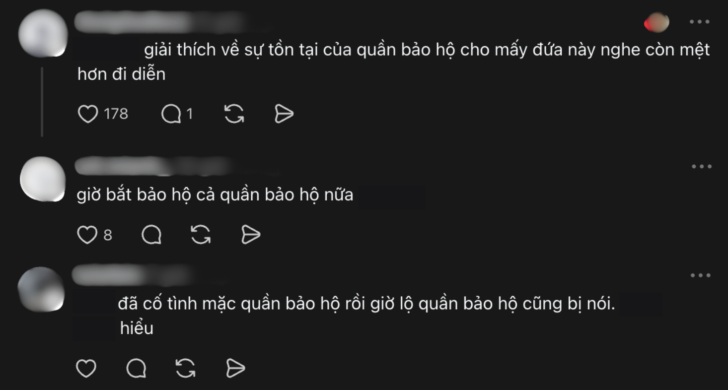 Phái nữ cũng đồng tâm thể hiện quan điểm về chiếc quần bảo hộ là một món đồ cần được biết đến và bình thường hoá.