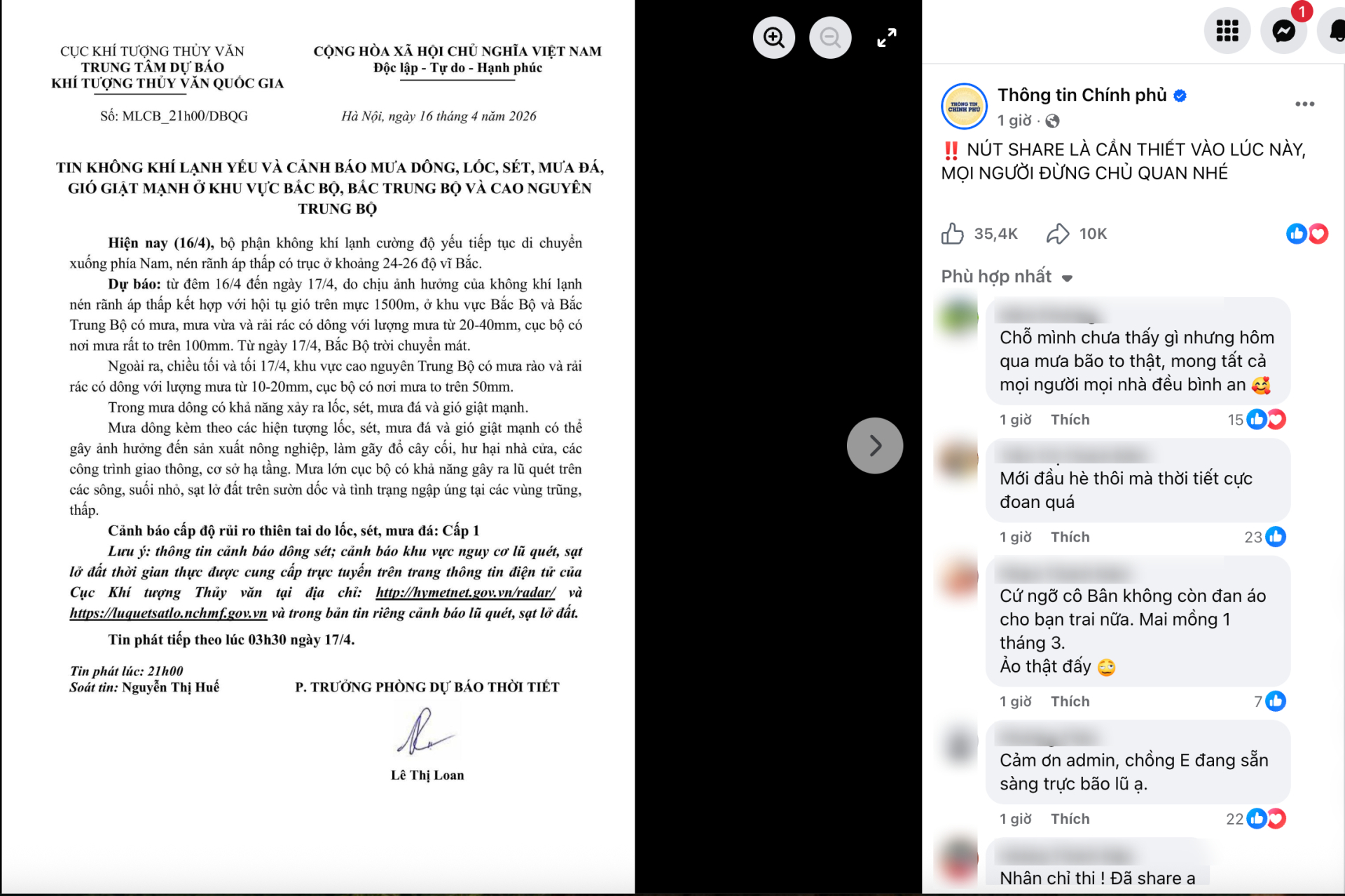  10.000 người chia sẻ một bài đăng từ Fanpage Thông tin Chính Phủ