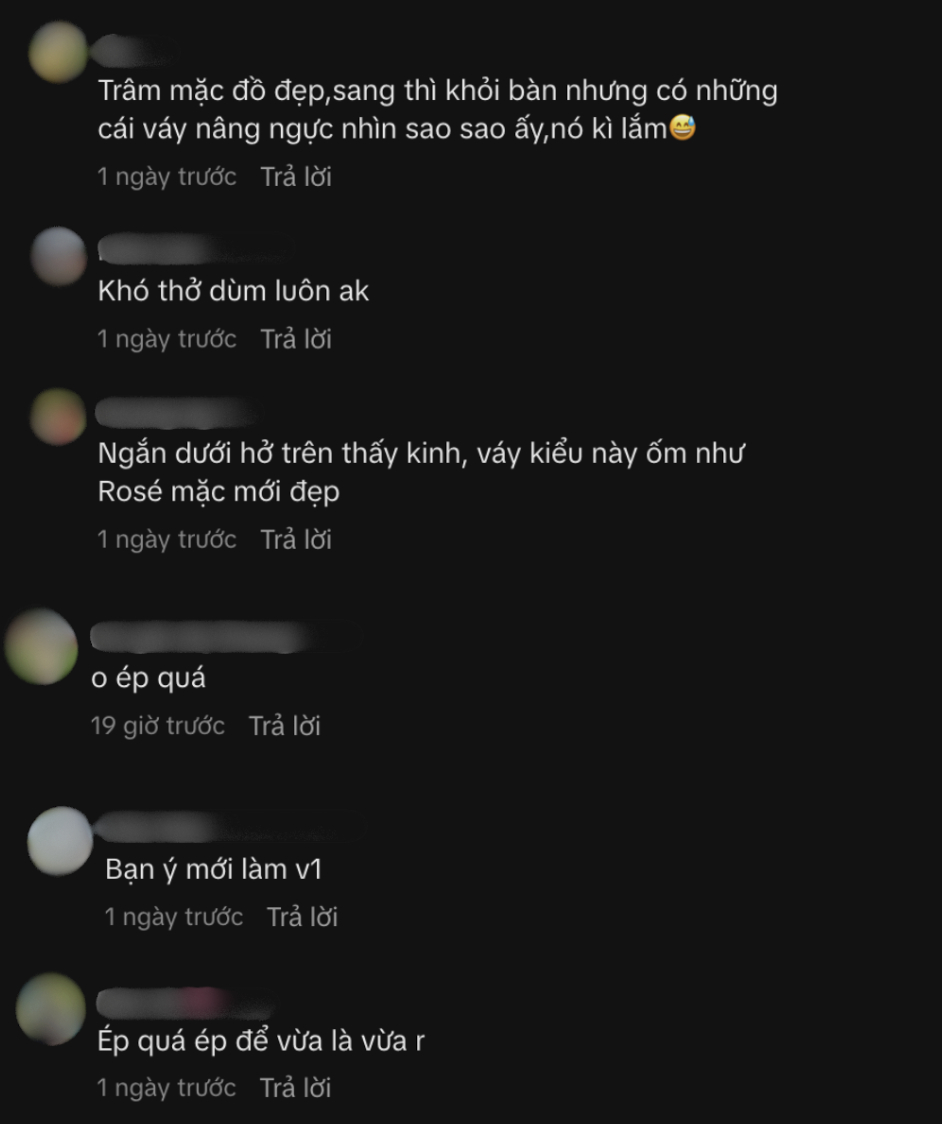 Nhiều cư dân mạng nhận xét họ cảm thấy không thoải mái khi Thiều Bảo Trâm diện trang phục quá ép ngực.