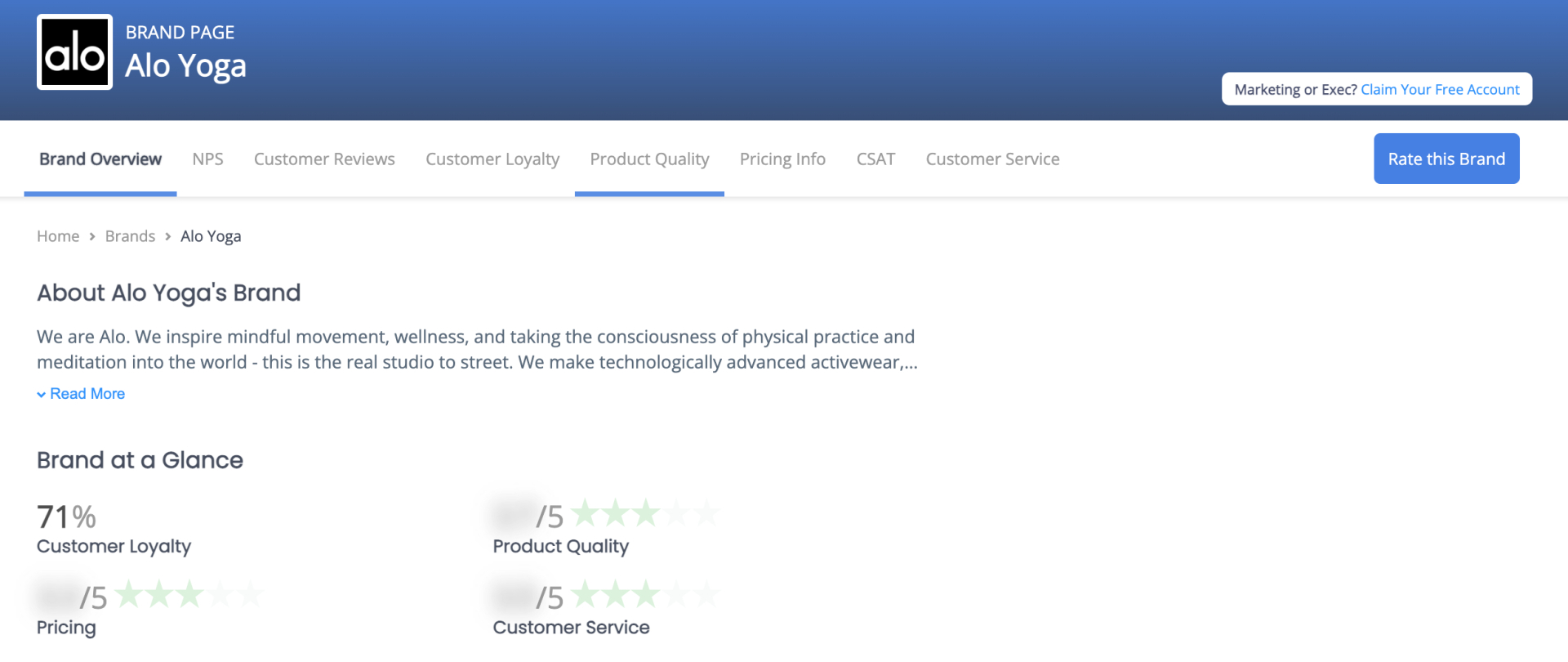   So với đối thủ Lululemon, những điểm số của Alo Yoga có vẻ kém hơn hẳn. Thương hiệu Mỹ chỉ nhận về 71% lượng khách hàng trung thành, thậm chí còn không lọt vào list được xếp hạng toàn ngành.  