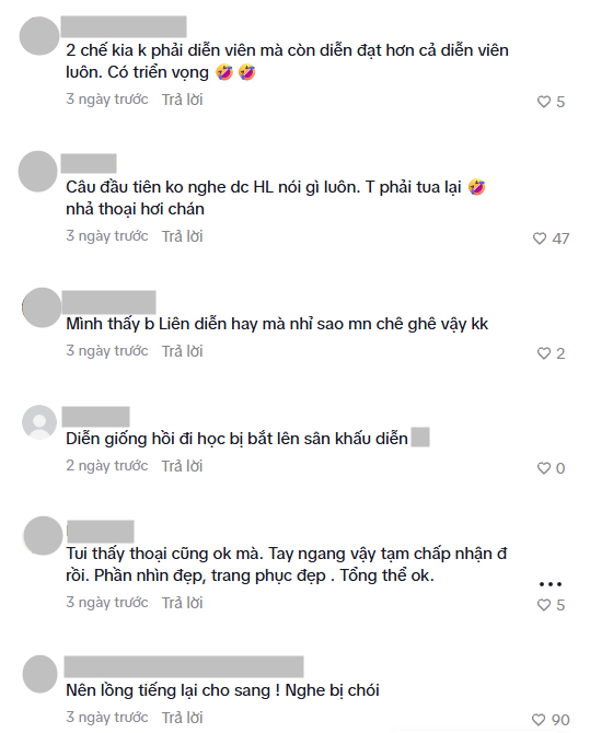 Nhận xét từ cư dân mạng về vai diễn của Hương Liên (Ảnh chụp màn hình)