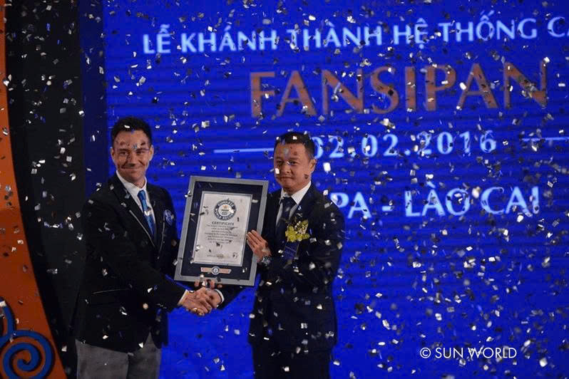 cáp treo Fansipan chính thức đi vào vận hành và được tổ chức Guinness World Records trao tặng 2 kỷ lục thế giới