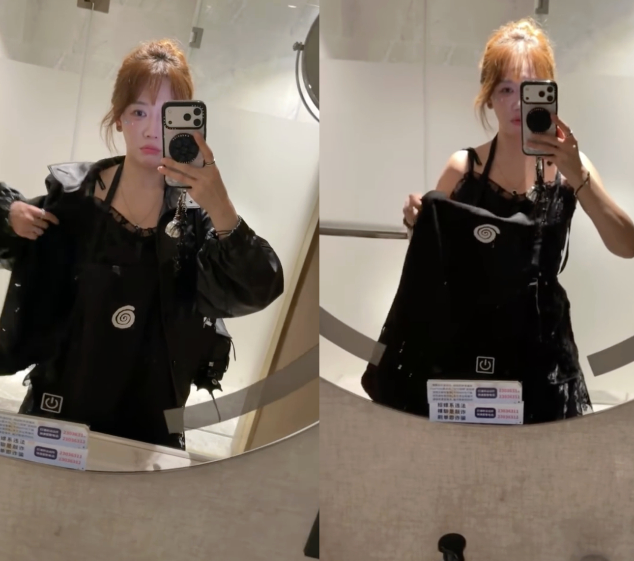 Hari Won bất lực với sự đãng trí của chính mình khi trùm cả tạp dề lên bộ trang phục xinh xắn mang theo về. 