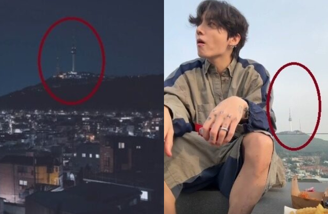 Trùng hợp là khung cảnh mà Yoyomi đăng lên mạng rất giống view sân thượng nhà của Jungkook. Ảnh: KoreaBoo. 