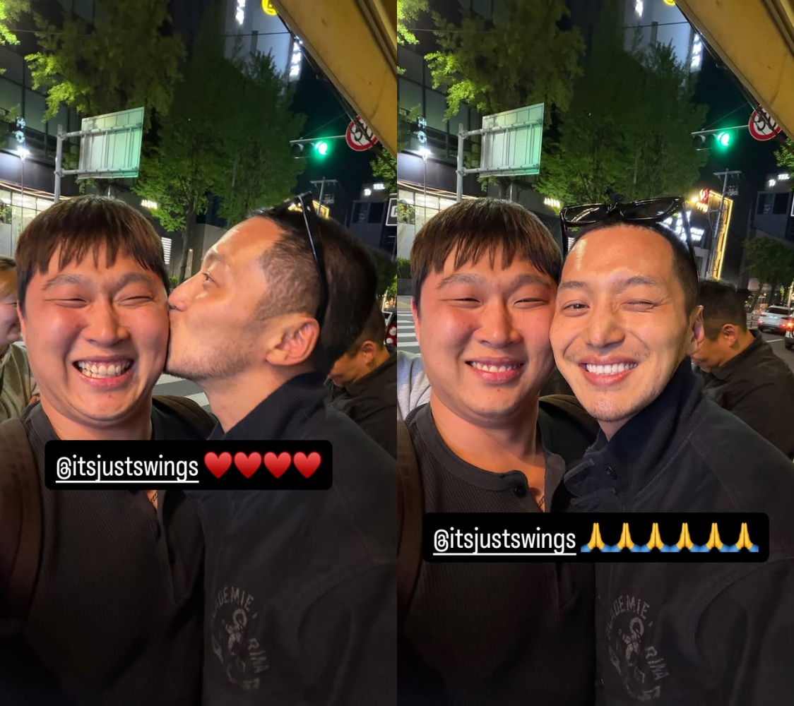 Swings đăng ảnh được Byun Yo Han hôn lên má. Ảnh: Instagram