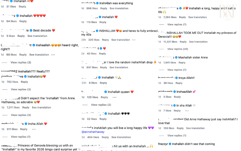 Câu nói “inshallah” của Anne Hathaway đã khiến rất nhiều người thích thú.